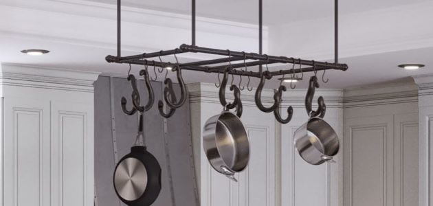 Use a hanging pot rack